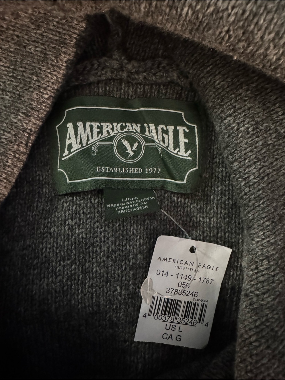 American Eagle Gray Knit Hoodie Sweatshirt